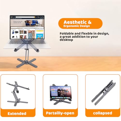 N86 Laptop Bracket 360 ° Rotating Lifting Aluminum Alloy Computer Bracket Laptop Desktop Bracket Grey