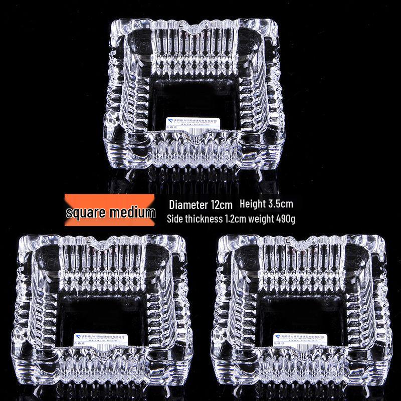 Buy One Get Two: Large Crystal Glass Ashtray for Home, Bedside, or Bar