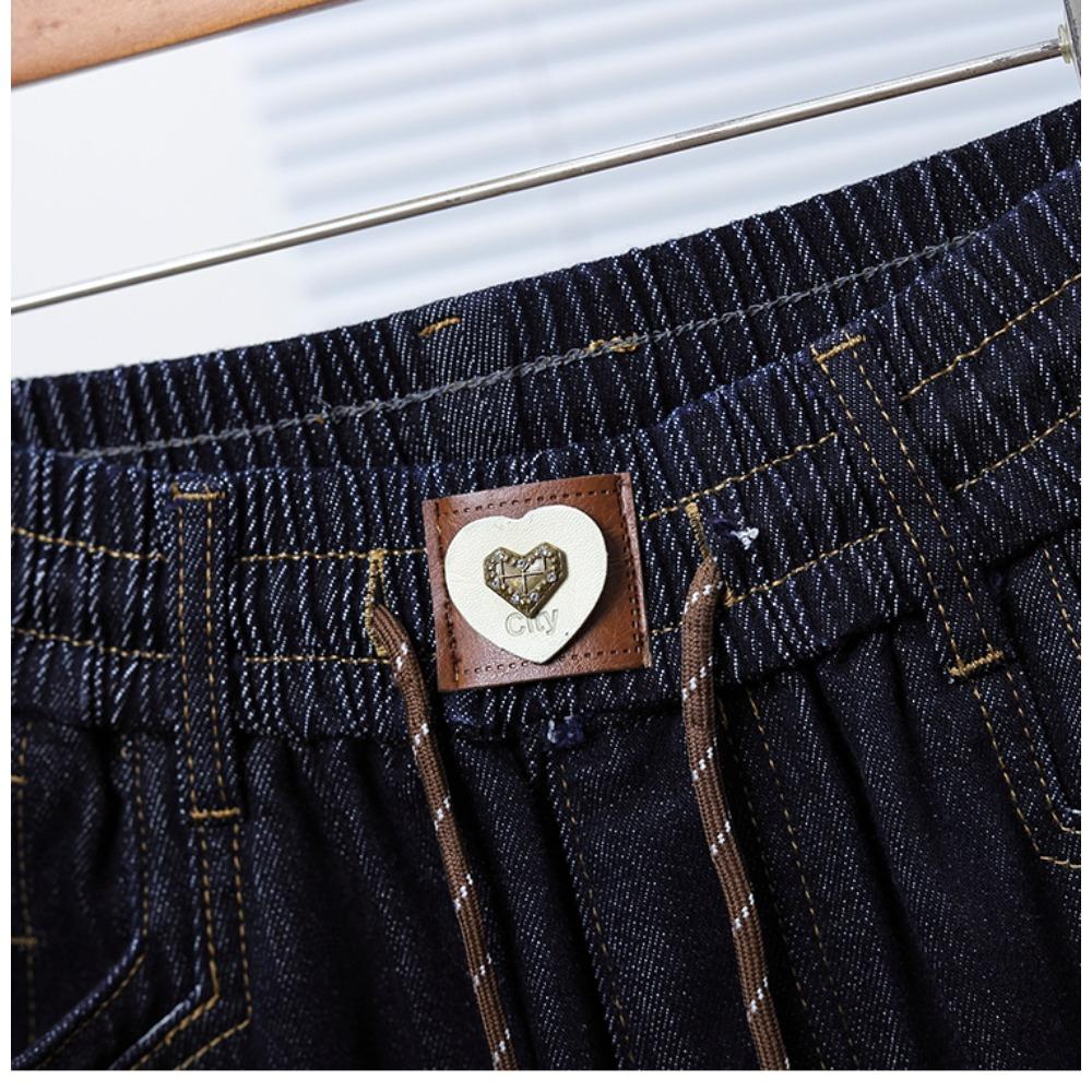 Dimanaf 2025 Plus Size Autumn Women Jeans Pants Denim Wide-leg Pants Elastic Basic Blue High Waist Trousers Oversize Fashion New Pants 5XL