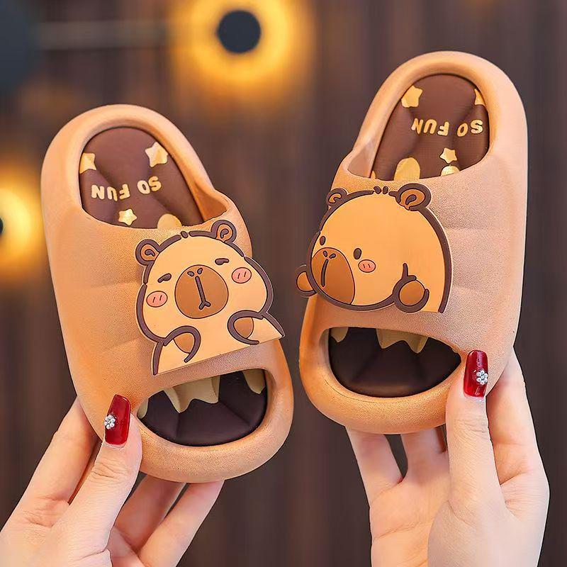 Adorable Capybara Unisex Kids' Non-slip Indoor Slippers, Summer Soft Thick Sole