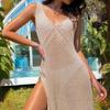 V-Neck Sleeveless Solid Color Hollow Beach Dress - Spring/Summer Collection