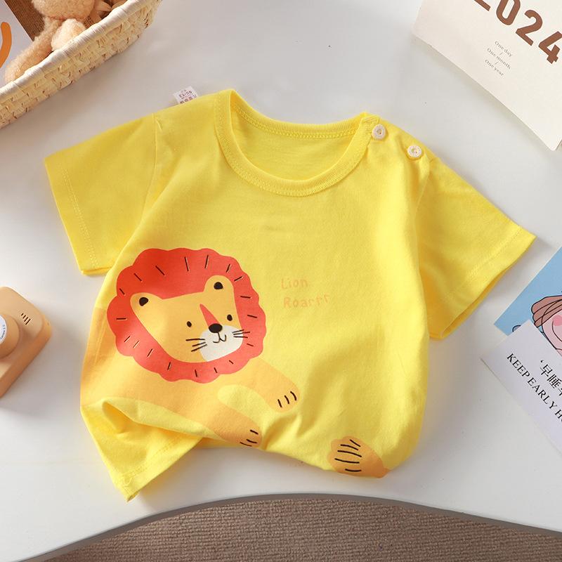 Новая футболка Хлопок Для девочек С коротким рукавом Летняя С полурукавом Детская Впитывающая пот Детская одежда