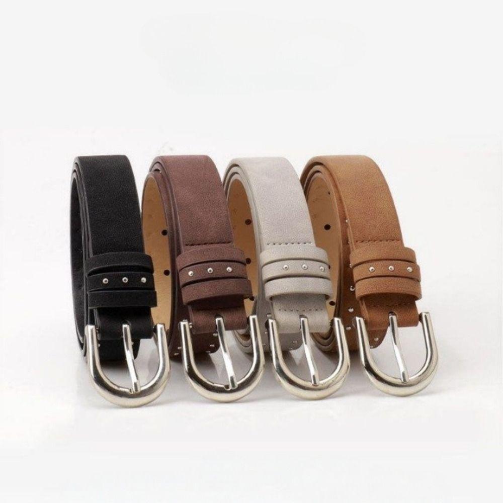 PU Leather Suede Rivet Belt Metal Y2K Belt Fashion Pin Buckle Waistband Female