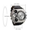 JewelryWe Fashion Mens Multifunctional Watch Numeric Dial Analog Display Leather Band Sports Compass Thermometer Function Silver Black