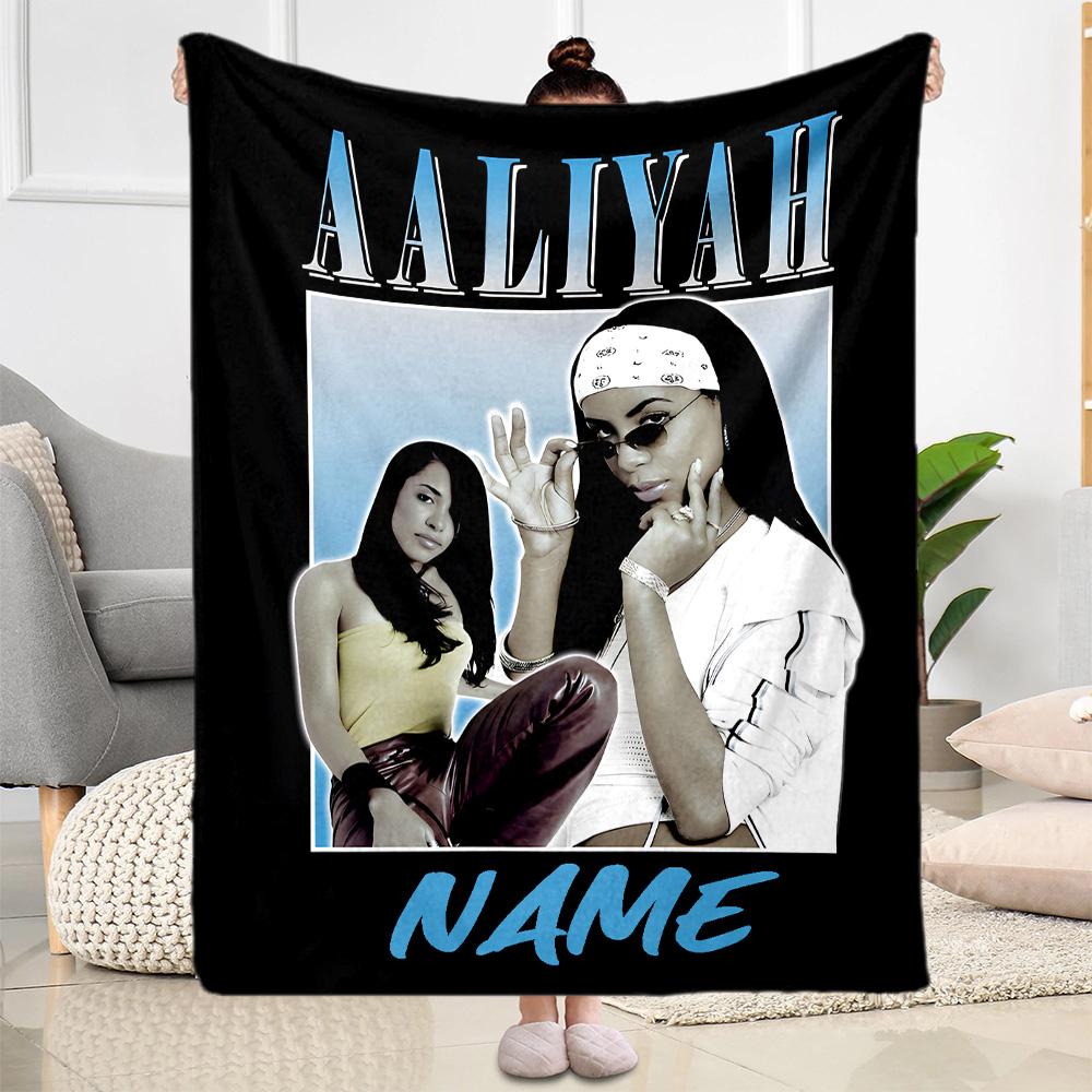 Aaliyah's Fashion Icon Personalized Name Blanket Throw Customizable Blanket Soft & Cozy Suitable for Office Chair Bedding Home Decor Living Room
