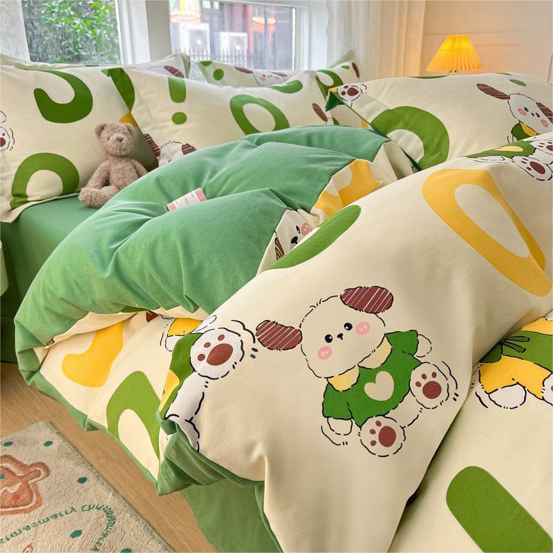 Утолщенный комплект из четырех предметов, пододеяльник, простыня, комплект из трех предметов для односпальной кровати в общежитии