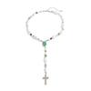 SHIXIN Hiphop Punk Jesus Cross Pendant Necklace for Men Simple Inlay Acrylic Crystal Y Shape Clavicle Chain Party Jewelry Gifts