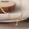 Blue Zircon Water Drop Star Necklace for Women Light Luxury Niche Design New Fashion Clavicle Chain Exquisite Pendant