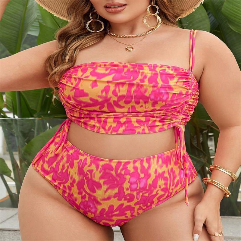 Big Size Women's Bikinis Trend 2025 Halter Two Piece Female Bikinis Sets Bandage Sexy Swimsuit Solid High Waist Swimwear