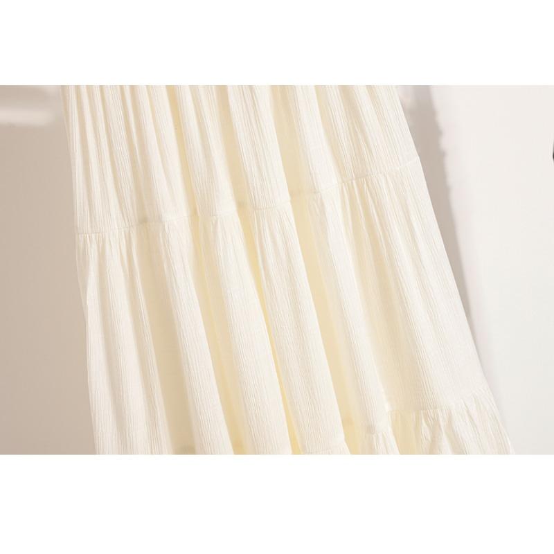 Dimanaf 2025 Plus Size Summer Elastic Long Skirts High Waist Casual Women Loose Skirt Pleated Fashion Vintage Maxi