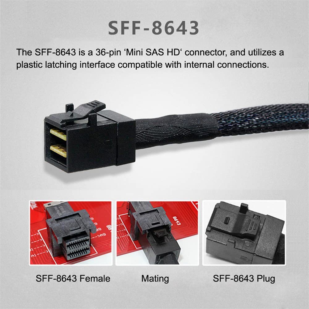 NFHK PCI-Express 4.0 Mini SAS HD SFF-8643 to Oculink SFF-8611 SFF-8612 PCBA Female Adapter with Bracket