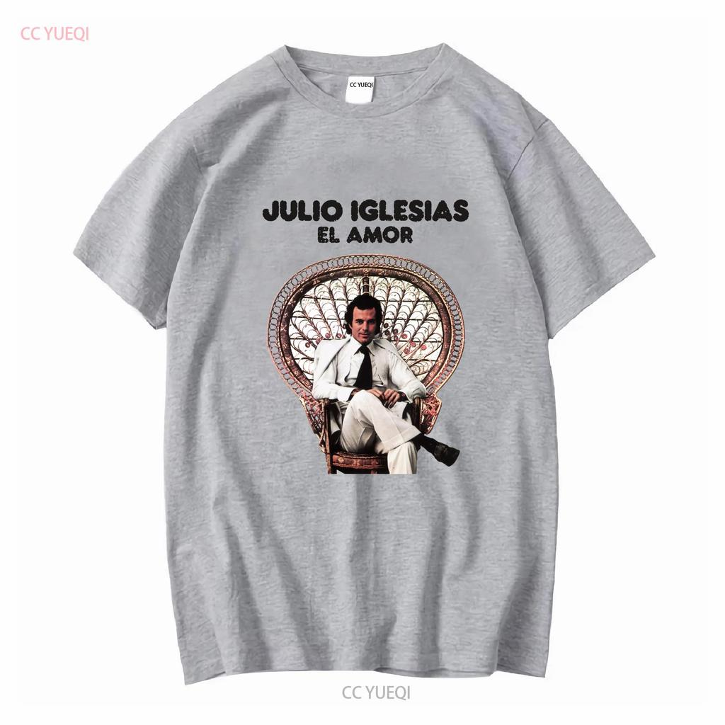 Julio Iglesias Vintage 1975 El Amor retro T shirt Quiero Gwendolyne Life Goes On vintage Washed homme Stretched