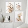 Nature Scenery Wall Art Poster and Prints Beige Bunny Tail Grass Reed Flower Leaf Canvas Painting Pictures for Living Room Decor