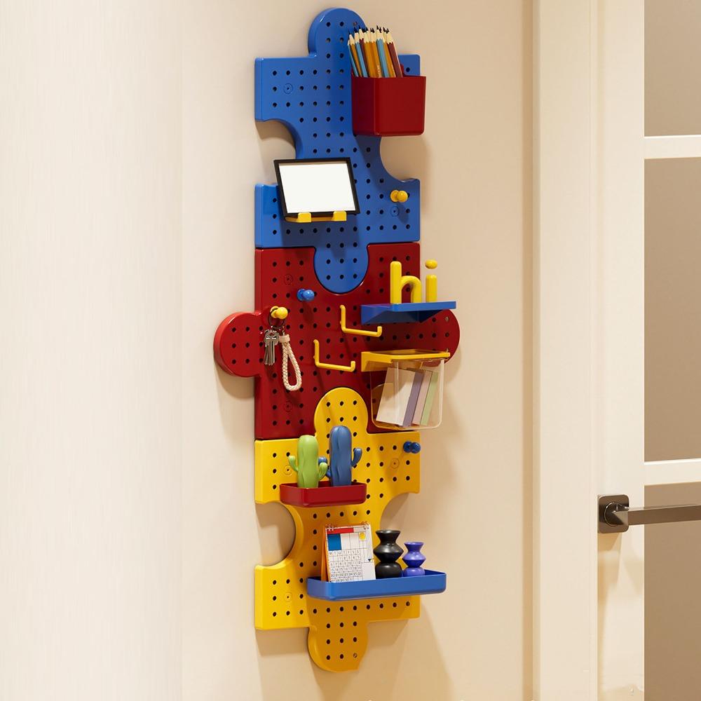 No-Drill Installation Pegboard Wall Organizer Plastic Puzzle Storage Rack For Office