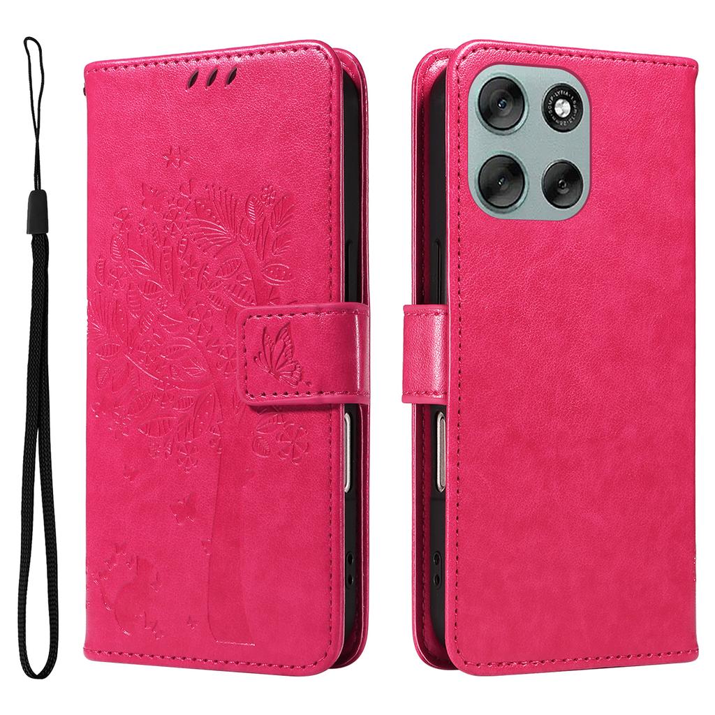 For Motorola Moto G56 5G Phone Case with Stand Cat Tree Pattern Leather Wallet Mobile Cover