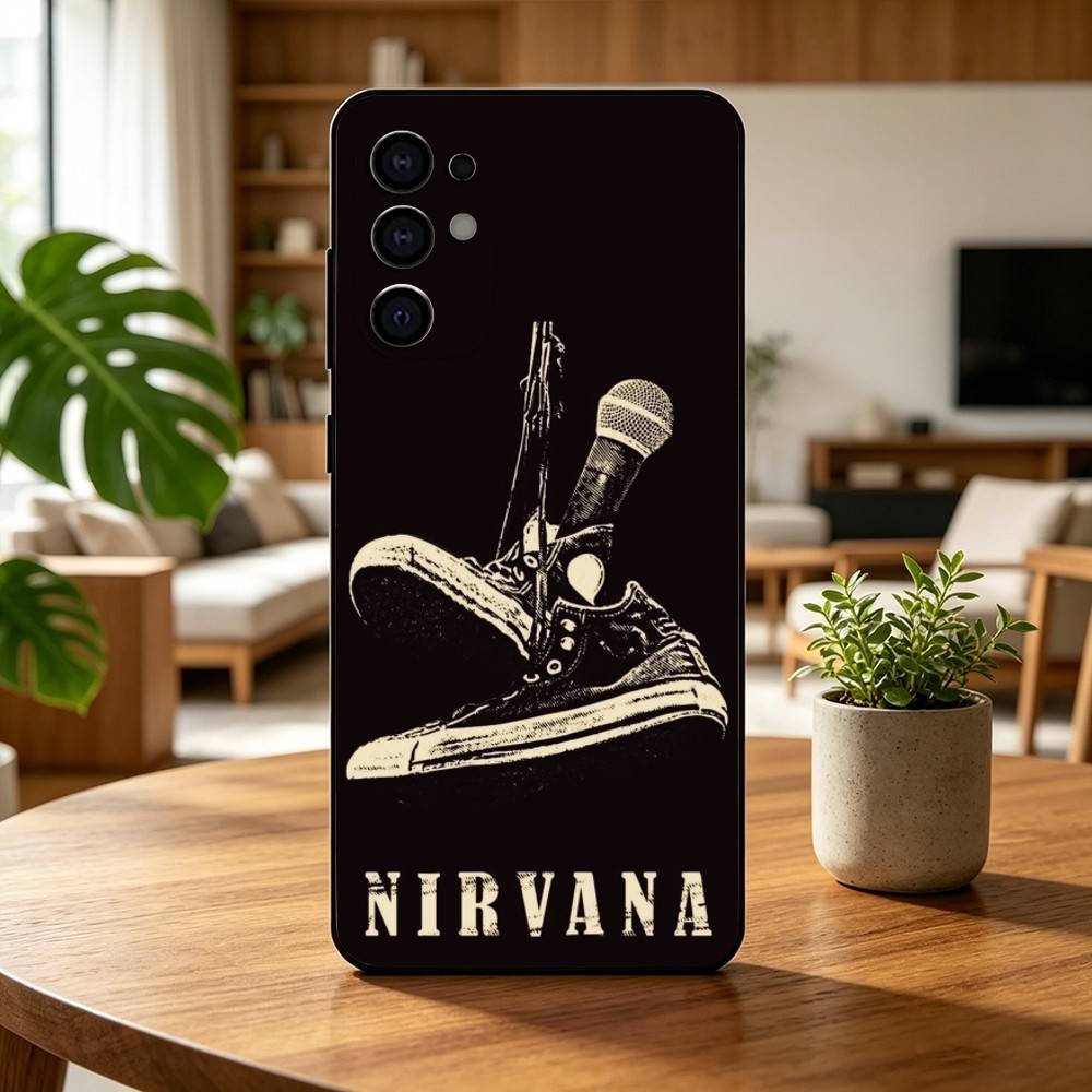 LOGO Nirvana Rock Singer B-Band Gift Phone Case Black Silicone Soft For Samsung S25,S24,S21,S22,S23,S30,Ultra,S20,Plus,Fe,Lite