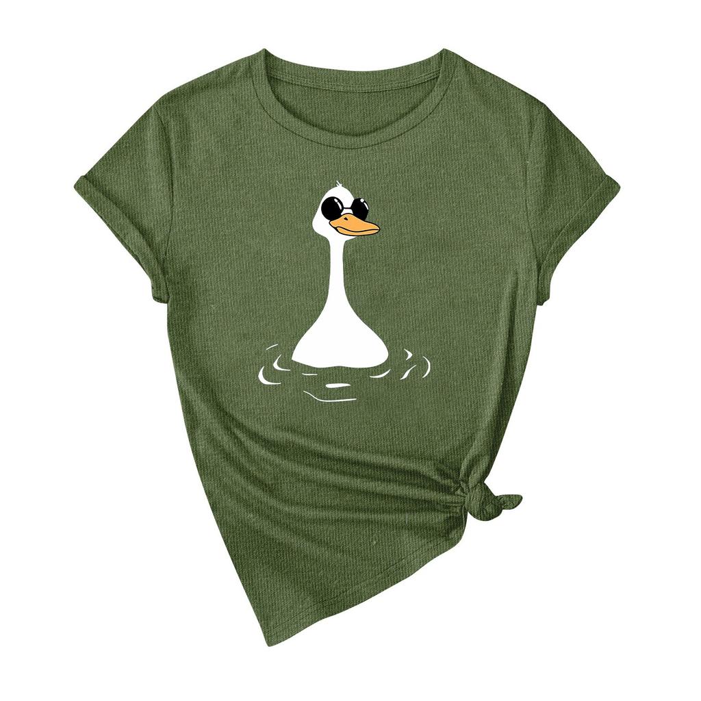 Женская модная повседневная летняя удобная блузка с круглым вырезом и коротким рукавом с принтом