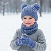 Warm Ears Baby Hat Scarf Gloves Set Thickened Kids Hat Set Toddler Knitted Hats  Girls