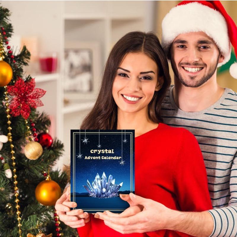 Календарь фестиваля прибытия Кристалла 2025, 24-дневный обратный отсчет с натуральными драгоценными камнями, идеальный подарок для взрослых на Рождество