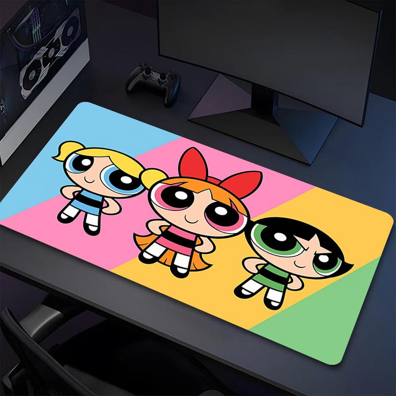 Powerpuff Girls Xl Gaming Mouse Pad Nonslip Rubber Base Stitched Edge Waterproof Desk Mat For Pc Laptop Gamer Office Computer Accessories C929854