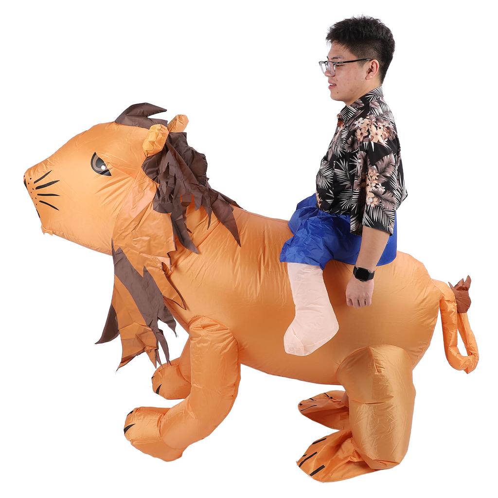 Надувной костюм льва Смешной хвост лапы волосы Полное тело Надувной костюм льва Размер F для маскарадных вечеринок фестивалей 150
