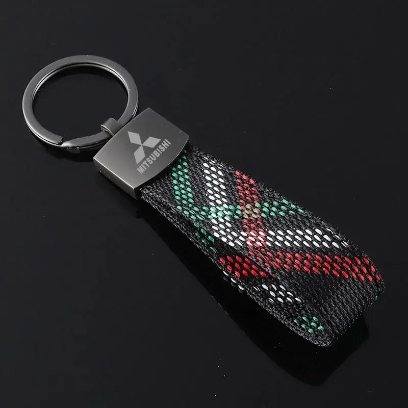 Oxford Webbing Car Key Chain Keychain Buckle Key Ring for Mitsubishi ASX Ralliart Outlander Lancer 9 Pajero Eclipse Galant