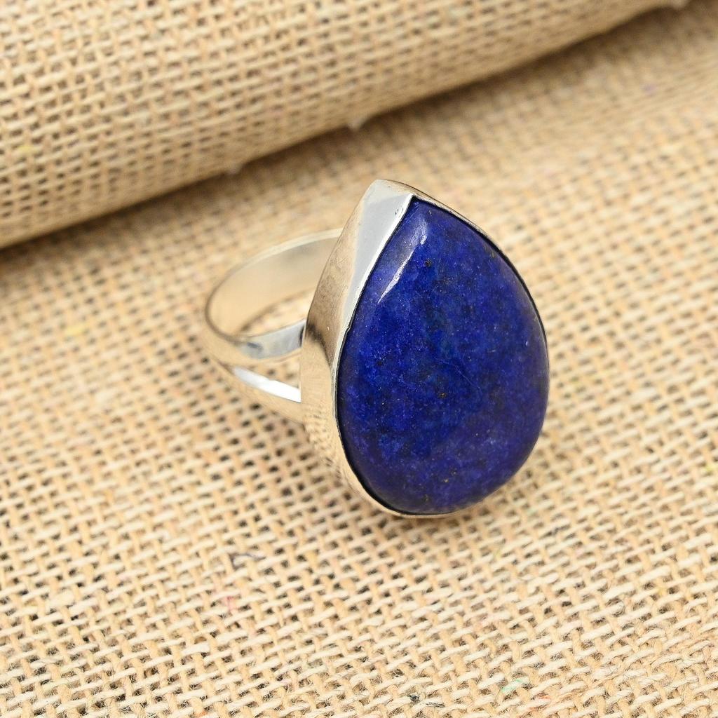 Lapis Lazuli Gemstone Handmade 925 Sterling Silver Jewelry Ring For Christmas