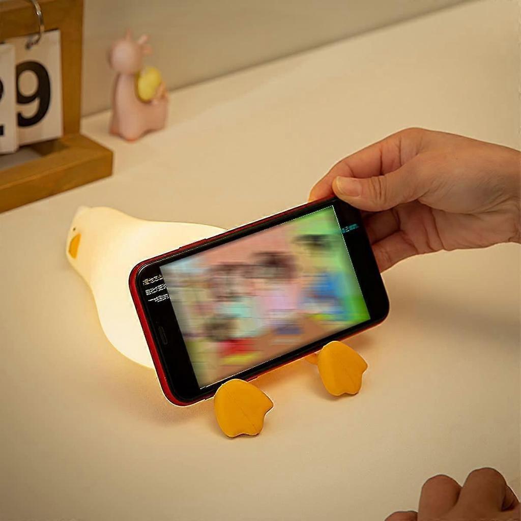 Led Lying Flat Duck Night Light, 3 Level Dimmable Nursery Nightlight,cute Lamp Silicone Squishy Light Up Duck,rechargeable Bedside Touch Lamp For Brea