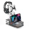 KDD Controller Stand with Drawer, Headphone Stand with Cable Holder, Game Controller Storage, Non-Slip Headphone Hanger, Stable and Durable Stand, Hea
