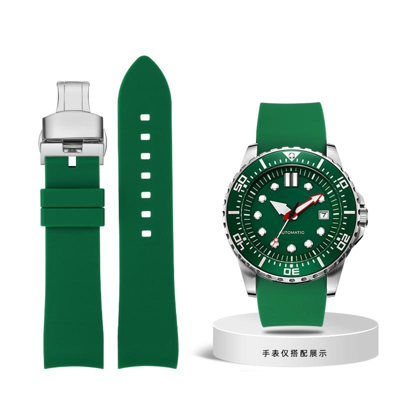 Классический 18 мм 20 мм 22 мм 23 мм 24 мм мягкий силиконовый ремешок универсальный локтевой дуговой резиновый ремешок спортивные водонепроницаемые сменные аксессуары для часов