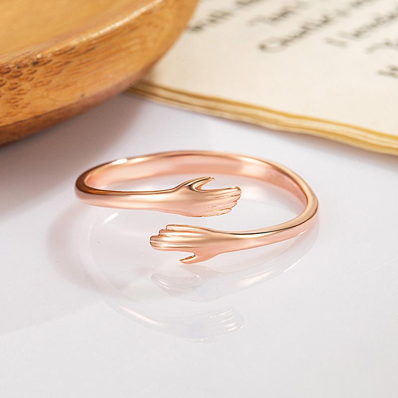 Модное и минималистичное простое кольцо, женское кольцо для пальца «объятия любви», кольцо с открытым ртом в европейском и американском стиле
