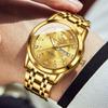 OLEVS Gold Business Popular Quartz Calendar Waterproof Watch for Men Brand Stainless Steel Stylish Men's