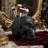 Декор для комнаты на Хэллоуин, Держатель для кистей для макияжа в виде черепа, Матовый черный готический скелет, Органайзер для ручек, Жуткие украшения для дома на стол, Фигурка-органайзер из смолы