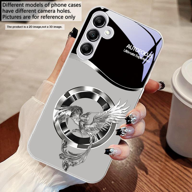 Красивый розовый феникс для Samsung A73 72 71 A70 56 55 54 A53 52 51 A50 42 A35 A34 33 32 31 26 25 24 23 22 30 стеклянный чехол для телефона