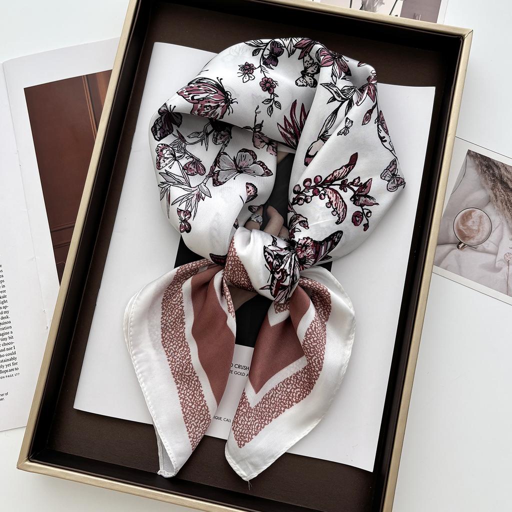 70cm  Scarf Women's Spring and Summer Thin Satin Square Scarf High-end Temperament Small Scarfs Shawl