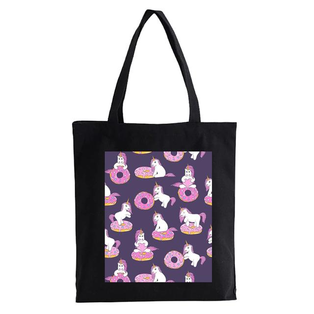 Dabbing Unicorn Panda Anime Shopper Bag Teenage Students Reusable Canvas Bag Handbag Bag Women's Shoulder Tote Bag Bolsas