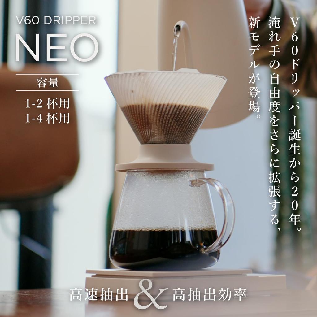 HARIO V60 Dripper NEO Tritan Resin Spiral Rib Clear Made in Japan (1-2 cups) VDN-01-T