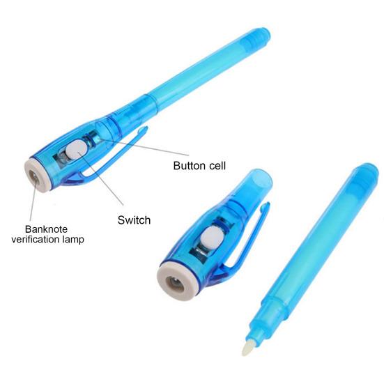 2 шт., ручки с невидимыми чернилами и УФ-светом, креативное письмо, забавный маркер для секретных сообщений, волшебная чернильная ручка, детские принадлежности