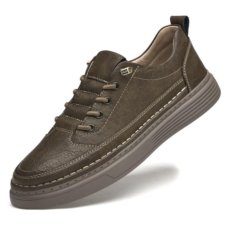 Весенние мужские кроссовки из натуральной кожи, мужская повседневная обувь, высококачественная мужская удобная обувь для скейтбординга, мужская обувь на шнуровке для отдыха на открытом воздухе