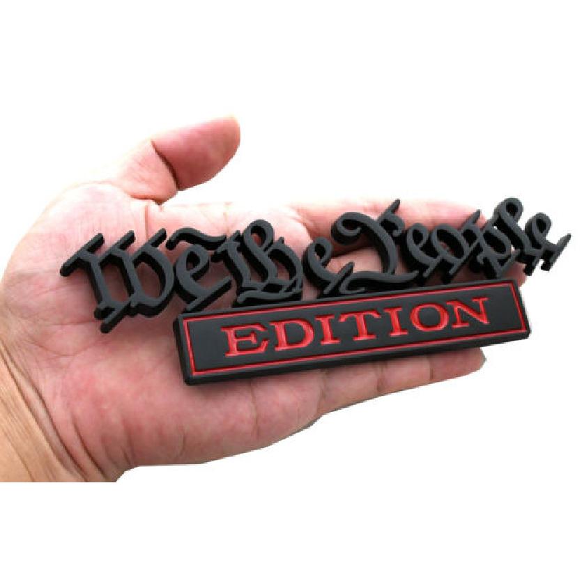 1pc We the Prople Edition Decals Car Sticker 3D Raised Letters Emblem Black Red