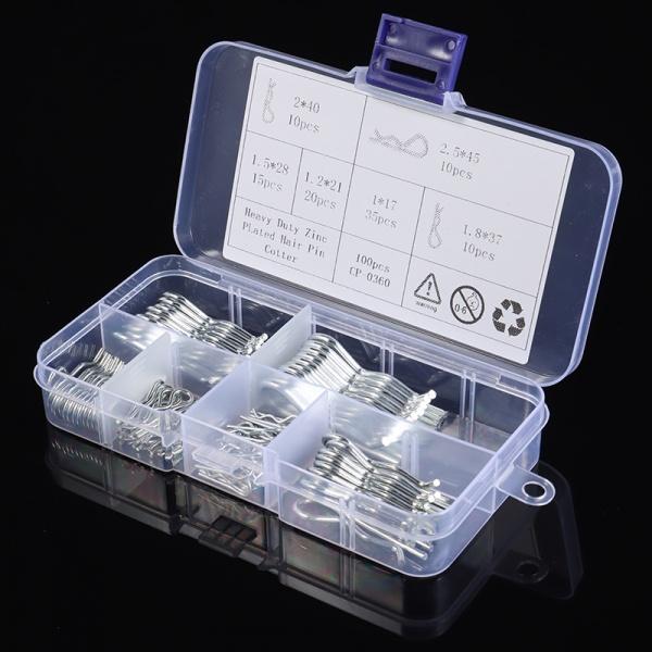 100 шт./кор. R-типа, волнистая карта, шпилька, болт, защелка, шплинт, углеродистая сталь LXY