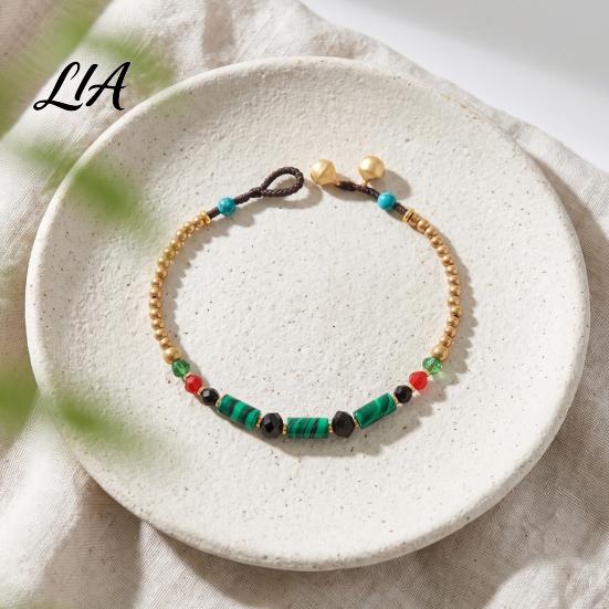 Handmade Decorative Wrist Jewelry Bohemian Bracelet for Women, Bamboo Joint Beaded Handwoven Ethnic Style Stackable Bracelet, Boho Summer Casual Daily
