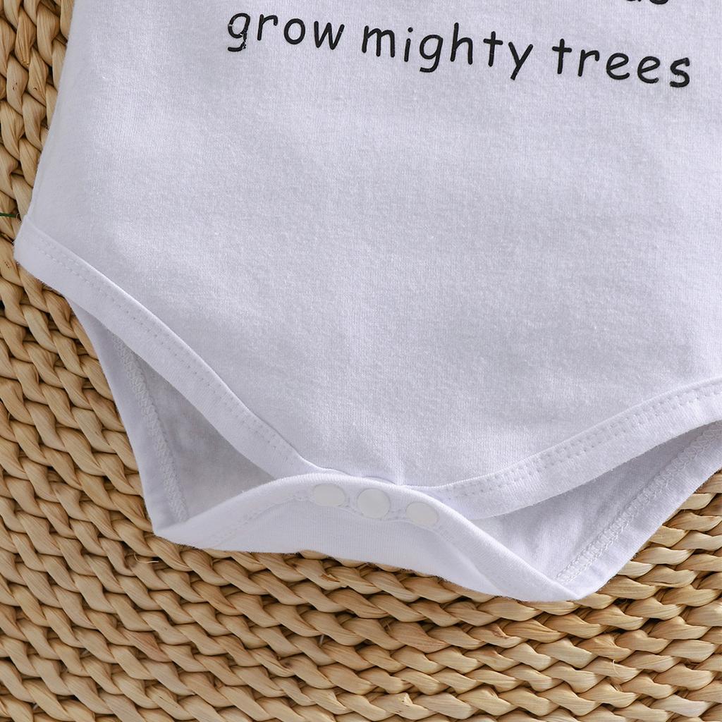 Милый комбинезон для младенцев с принтом «Из маленьких семян вырастают могучие деревья» с короткими рукавами, хлопковый комбинезон