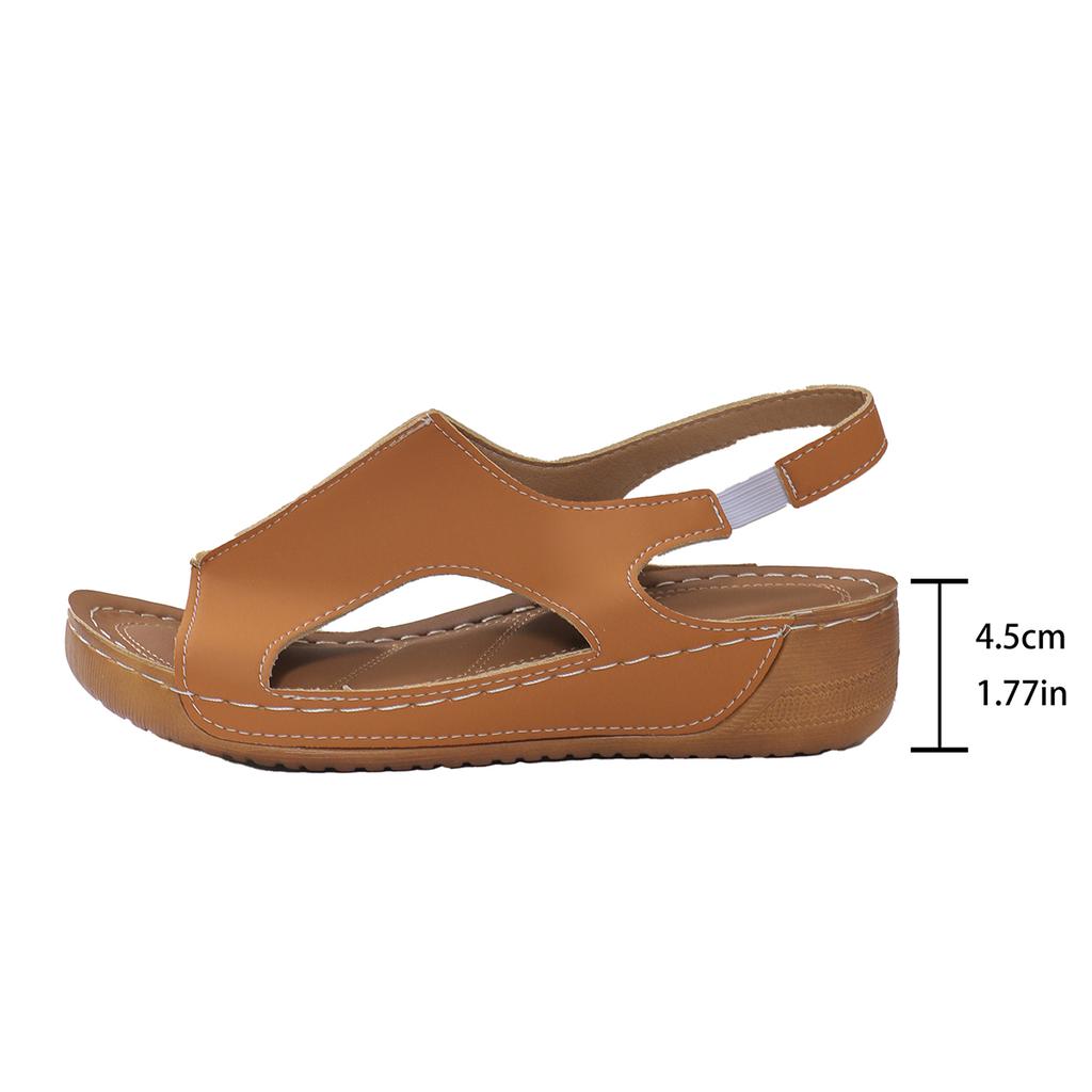 Мода 2024 Лето Женские Комфортные Босоножки На Танкетке Повседневные Открытые Носки Шитье Крючок Петля Пляжная Обувь Римские Сандалии Плюс Размер 43