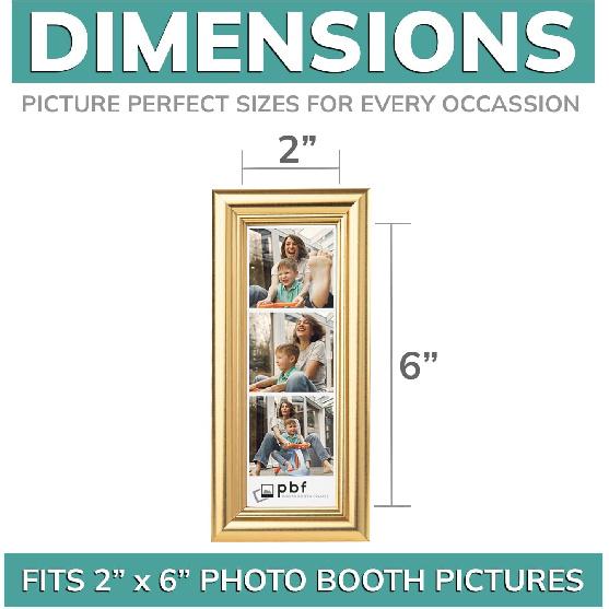 PBF Photo Booth 2x6 Strip Frame With Stand | Premium Designer Photobooth Picture Frame (Gold)