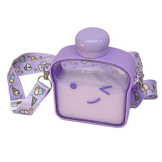 380 мл бутылка для воды герметичная пластиковая бутылка большой емкости с милым выражением плоская бутылка для воды для девочек