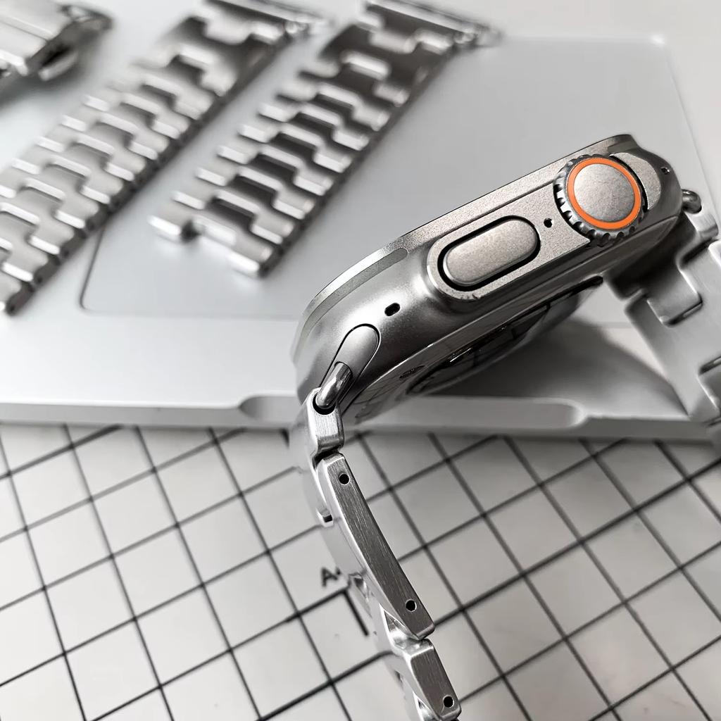 Ремешок титанового цвета для Apple Watch Series 11 46 мм 42 мм, ремешок из нержавеющей стали H-образной формы, браслет для iWatch Ultra 3 2 49 мм 45 мм 40 41 мм SE3 44 мм