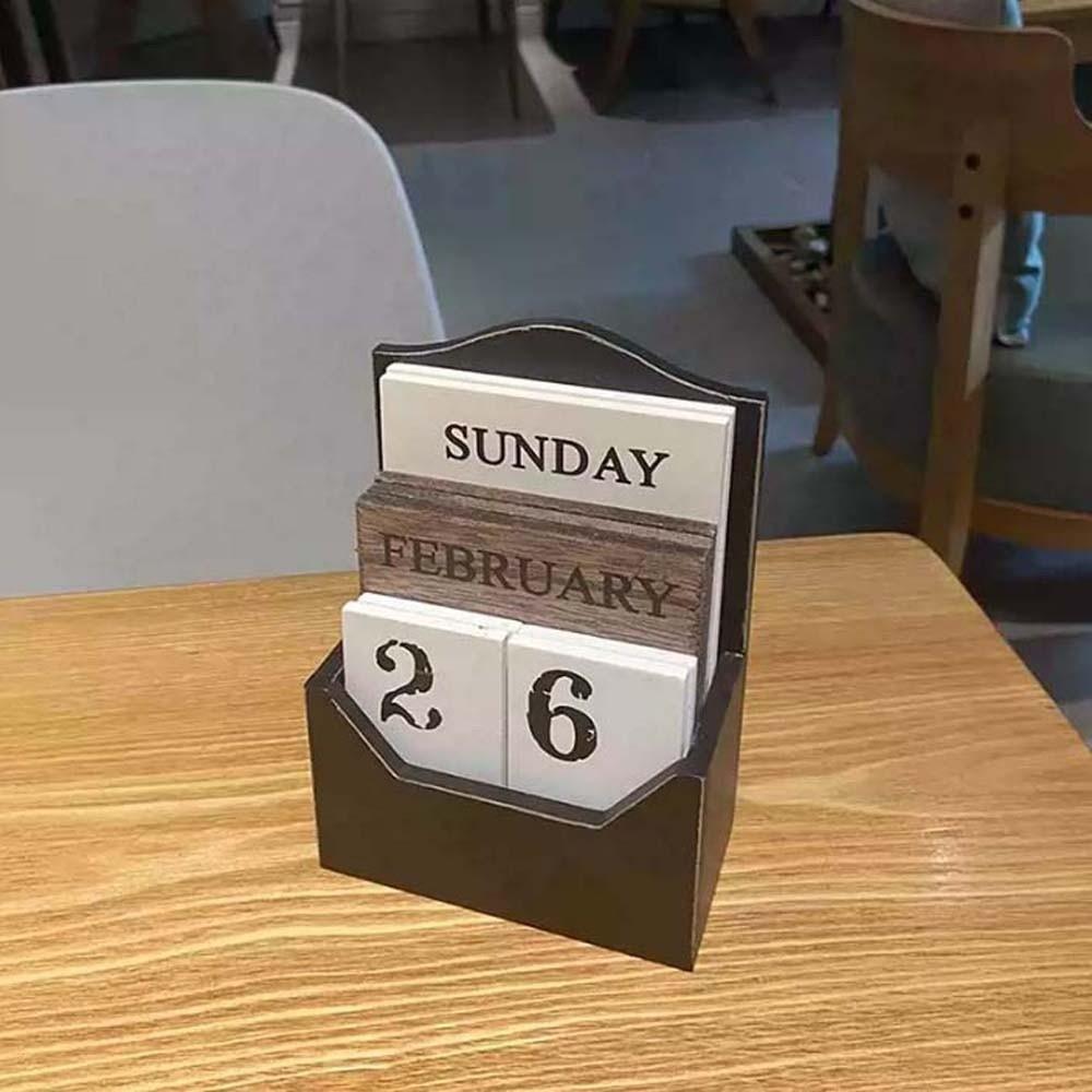 Aesthetic Wooden Perpetual Calendar Manual Date Display Ornament Desk Calendar Ornament Study