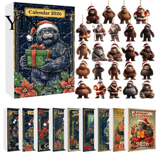 Christmas Gifts for Kids Advent Calendar, Ape Series 24 Day Countdown Box with Holiday Calendar Acrylic Pendants, Festive Tree Hanging Ornaments Home