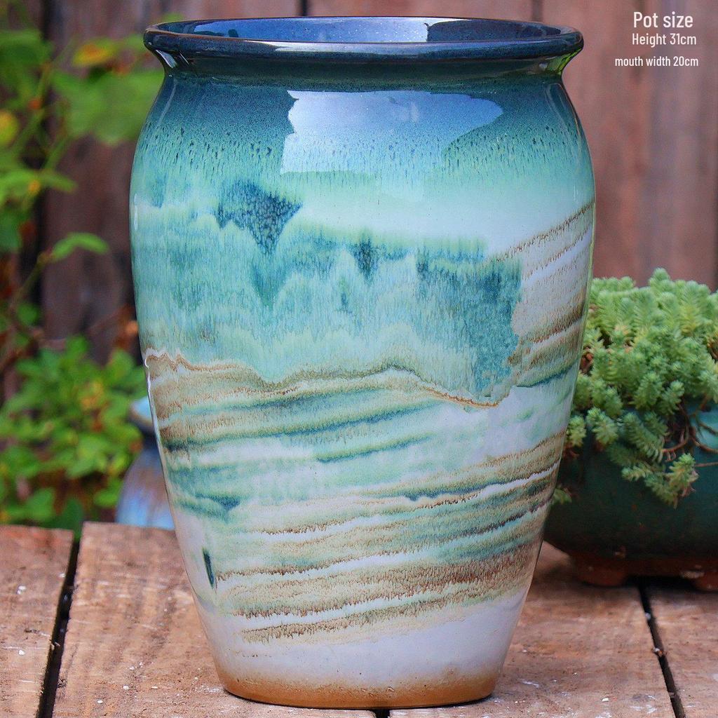 Большой керамический горшок ручной работы для суккулентов и орхидей - Дышащий, Грубозернистый глиняный горшок для бонсай